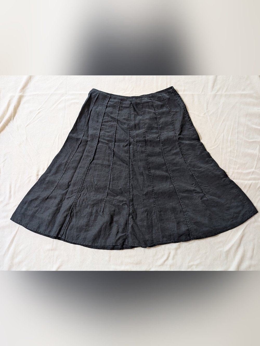 J. Jill Linen A-Line Panel Midi Skirt Black Size 8